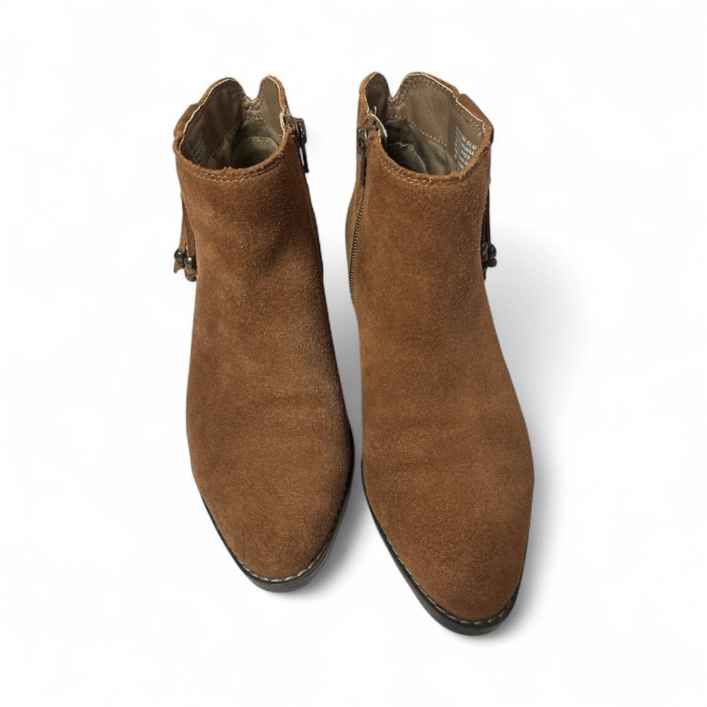 White Mountain Womens 6.5M Havana Brown Suede Ankle Boot Beaded Fringe Western - Picture 3 of 13